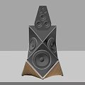 Modern Geometric Design Speaker With Multiple Drivers And Wooden Base Structure 3d model
