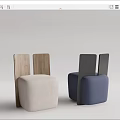 Modern Single Sofa Ottoman 3d model