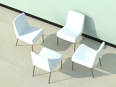 Modern White Leisure Chairs with Metal Legs in Contemporary Indoor Setting 3d model
