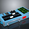 Portable Blue Electronic Oscilloscope With Green Waveform Display Knobs Control Buttons And Red Label
