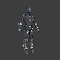 Futuristic Sci Fi Warrior Character With Black Silver Armor And Detailed Patterns Helmet Design