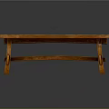 Stylish Wooden Long Table Furniture With Smooth Tabletop And Curved Legs
