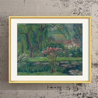 European Landscape Painting Green Living Room Landscape Painting Decorative Painting 3d model