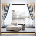 European style curtain 3d model