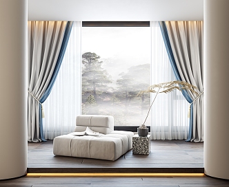 European style curtain 3d model