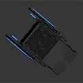 Modern Black Wheelchair With Blue Armrests Ergonomic Seat And Blue Rimmed Wheels