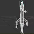 Gray And Red Rocket With Pointed Nose Flames And Circular Component For Space Exploration 3d model