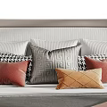 Colorful Pillow Arrangement With Geometric Patterns And Striped Textures For Bedroom Bed