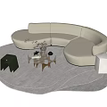 Modern Sofa Coffee Table Combination Curved Sofa Shaped Carpet 3d model