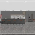 Modern Break Room Design With Gray Cabinets Bar Counter Bar Stools Refrigerator And Green Plant