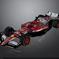 Red Formula 1 Racing Car Featuring Shell Logo Number 55 Black Tires And Red Rims