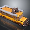 Rusty Yellow Modified Vehicle With Mounted Weapon And Protective Rails On Top 3d model