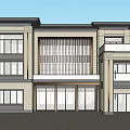 Modern Detached Villa With Three Story Structure Large Windows Balconies And Stone Exterior