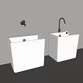 Bathroom Accessories Two White Square Sinks With Faucets In Modern Setting 3d model