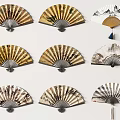 Chinese Traditional Fan Wall Hangings with Various Artistic Landscape Designs for Home Decor