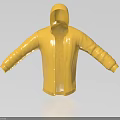 Yellow Hooded Jacket Open Front Design With Buttons On Light Blue Background 3d model