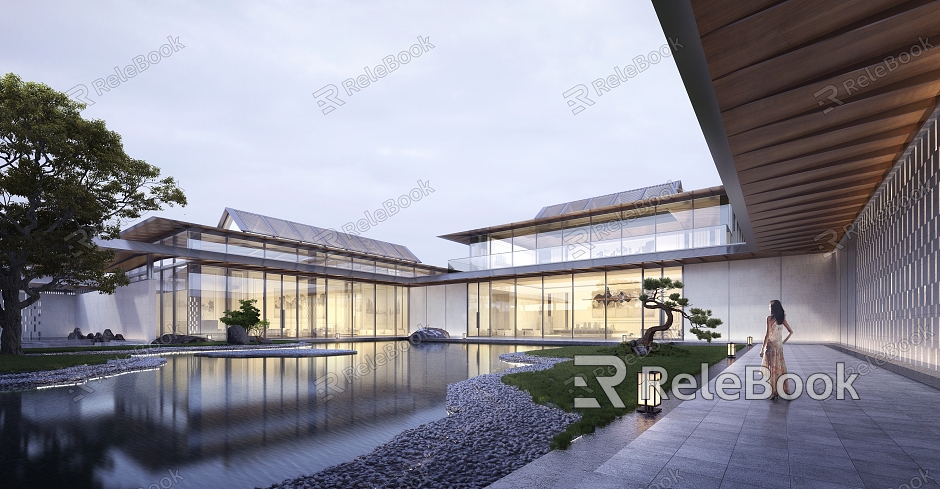 New Chinese Style Sales Office Building Demonstration Area Landscape Sales Office Building model