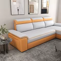 Modern Living Room With Open Orange White Convertible Sofa Bed Wall Art And Natural Light