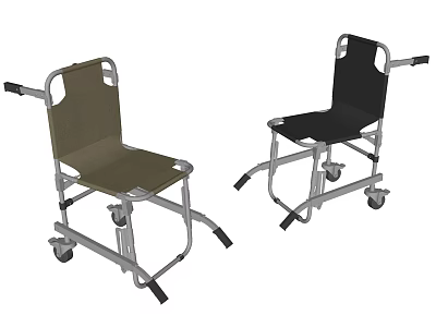 Folding Medical Wheelchairs in Green and Black with Portable Mobility Design and Wheels 3d model