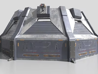 Building Exterior Wall With Industrial Metallic Gray Texture And Geometric Panel Design 3d model