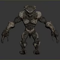 3D Lava Monster Model With Rock Body Flowing Lava And Flaming Limbs