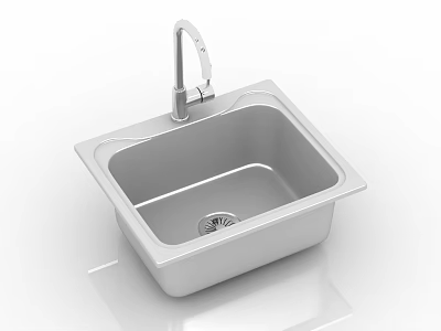 Stainless Steel Single Bowl Kitchen Sink With Modern Faucet And Drain Design 3d model