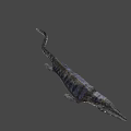 Realistic Prehistoric Marine Reptile With Long Snout Streamlined Body On Dark Blue Background