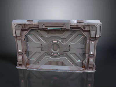 Futuristic Sci Fi Gate With Detailed Metallic Texture Mechanical Structure And Geometric Patterns 3d model
