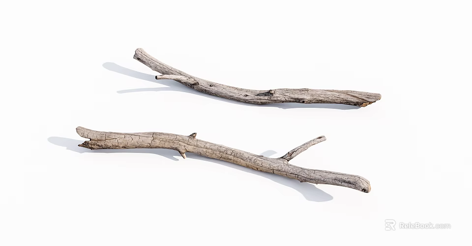 Natural Dry Wooden Branches With Rough Surface For Rustic Decor Projects 3d model