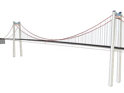 Iconic Suspension Bridge With Tall Towers Suspension Cables And Main Deck 3d model