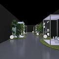 Modern Outdoor Exhibition Space With Design Tech Plants Bench Circular Decor And Greenery