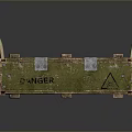 Green Wooden Crate With Danger Sign Metal Clasps And Rope Handles