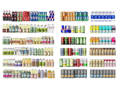 Variety Of Bottled And Canned Beverages 3d model