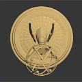 Golden Trophy Shaped Decorative Furniture Piece With Black Base Stand