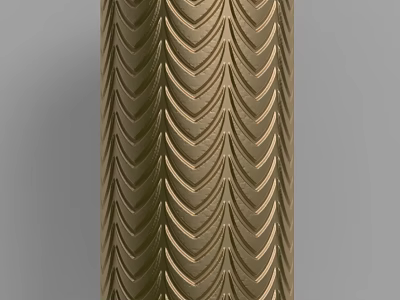 Golden Decorative Column With Intricate Zigzag Pattern And Textured Design 3d model