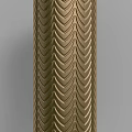 Golden Decorative Column With Intricate Zigzag Pattern And Textured Design
