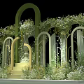 Photo Check In Spot With Green Arch Floral Decorations White Green Plants And Stepped Structure