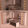 Stylish Modern Kitchen Interior With Gray White Cabinets Sleek Countertop And Soft Lighting