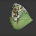 Fantasy Character Mythical Creature Head Model With Green Skin White Hair Beard And Angry Look