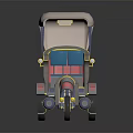 Stylized Tricycle With Pink Canopy Blue Seat And Yellow Wheels
