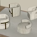 Modern Single Sofa Fabric Single Sofa 3d model