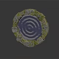 Decorative Circular Light Fixture With Blue Spiral Glowing Center And Colorful Speckled Edges