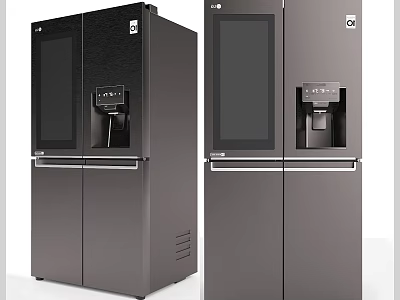 LG French Door Refrigerators With Water Dispenser Dark Stainless Steel Modern Design 3d model