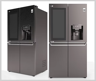 LG French Door Refrigerators With Water Dispenser Dark Stainless Steel Modern Design 3d model
