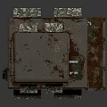 Rusty Multi Layered Gray Metal Structure Featuring Camouflage Covers Graffiti And Small Equipment 3d model