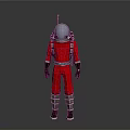 Red Astronaut Spacesuit with Helmet and Backpack for Space Exploration Missions