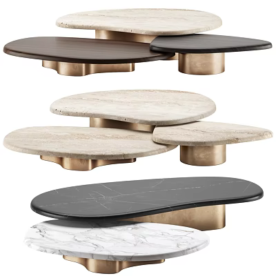 Modern Coffee Table Designs With Marble Tops And Metal Bases In Black White Brown 3d model
