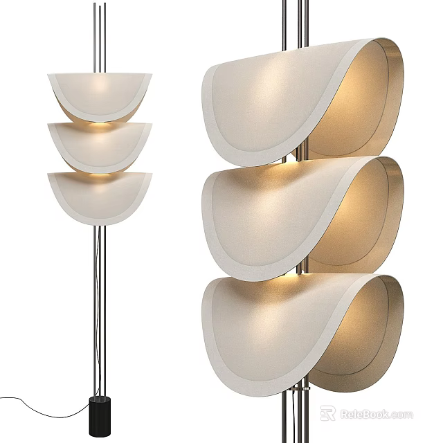 Modern Floor Lamp With Curved Layered Shades And Metal Stand For Home Lighting 3d model 