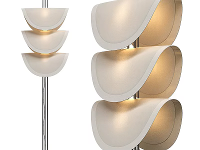 Modern Floor Lamp With Curved Layered Shades And Metal Stand For Home Lighting 3d model