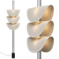Modern Floor Lamp With Curved Layered Shades And Metal Stand For Home Lighting